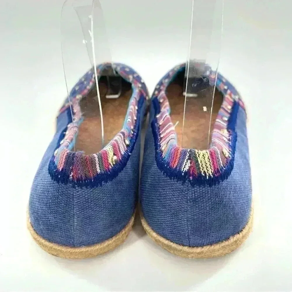 Maurices flats size 11 denim blue Espadrilles tribal print ballet loafers